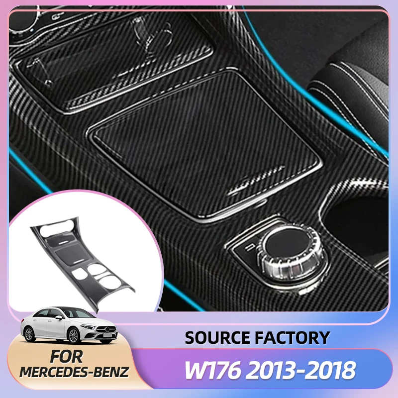 

Внутренние наклейки на центральную консоль автомобиля, держатель для стакана с водой, отделка панели для Mercedes Benz GLA CLA A Class W176 2013-2018 LHD ABS Carbon
