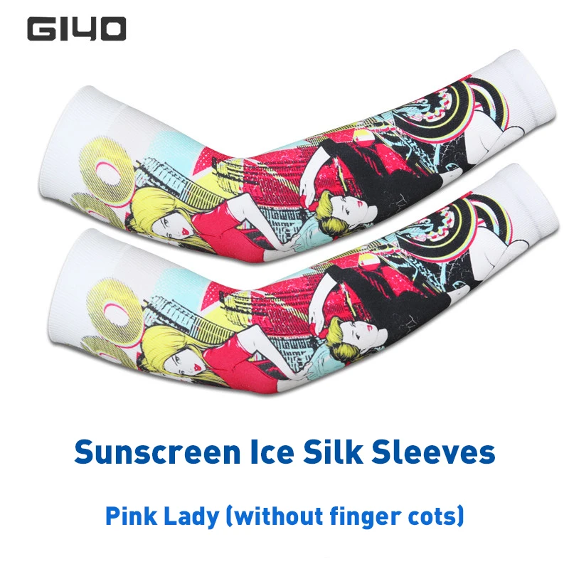 GIYO Anti-sunburn Ice Silk Sleeves For Arm Lycra Ice Fabric Breathable Quick Dry Outdoors Sports Cool Cuff Men\'s Long Arm Cover
