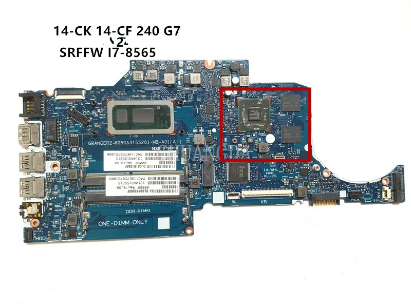 

6050A3155201 Motherboard with/ SRFFW I7-8565 CPU For HP Pavilion 14-CK 14-CF 14-CR 14S-CF 14S-CR Laptop Motherbaord