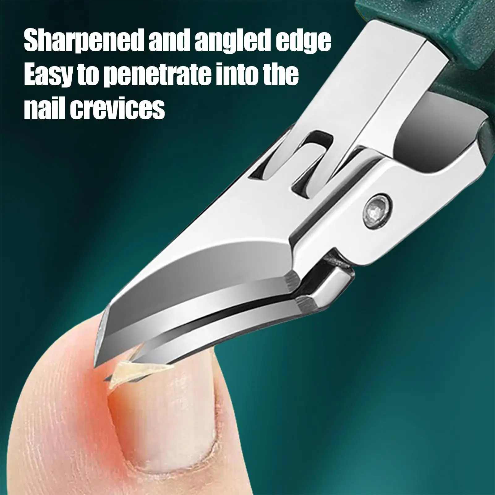 Slanted Nail Clippers with Collection Container Anti-splash Curved Bevelled Toenail Clippers Soft Rubber Grip Fingernail Trimmer