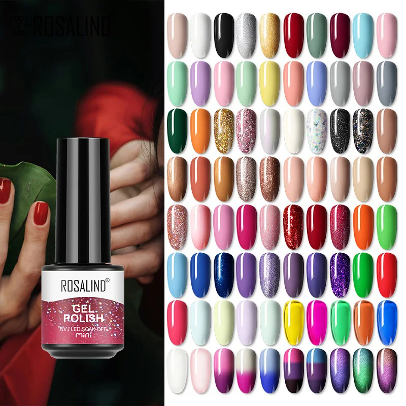 Rosalind 80 Kleuren Nagelgellak Salon Semi-Permanente Behoefte UV Heldere Basis Top Coat Gel Lak Voor Zomer Nail Art