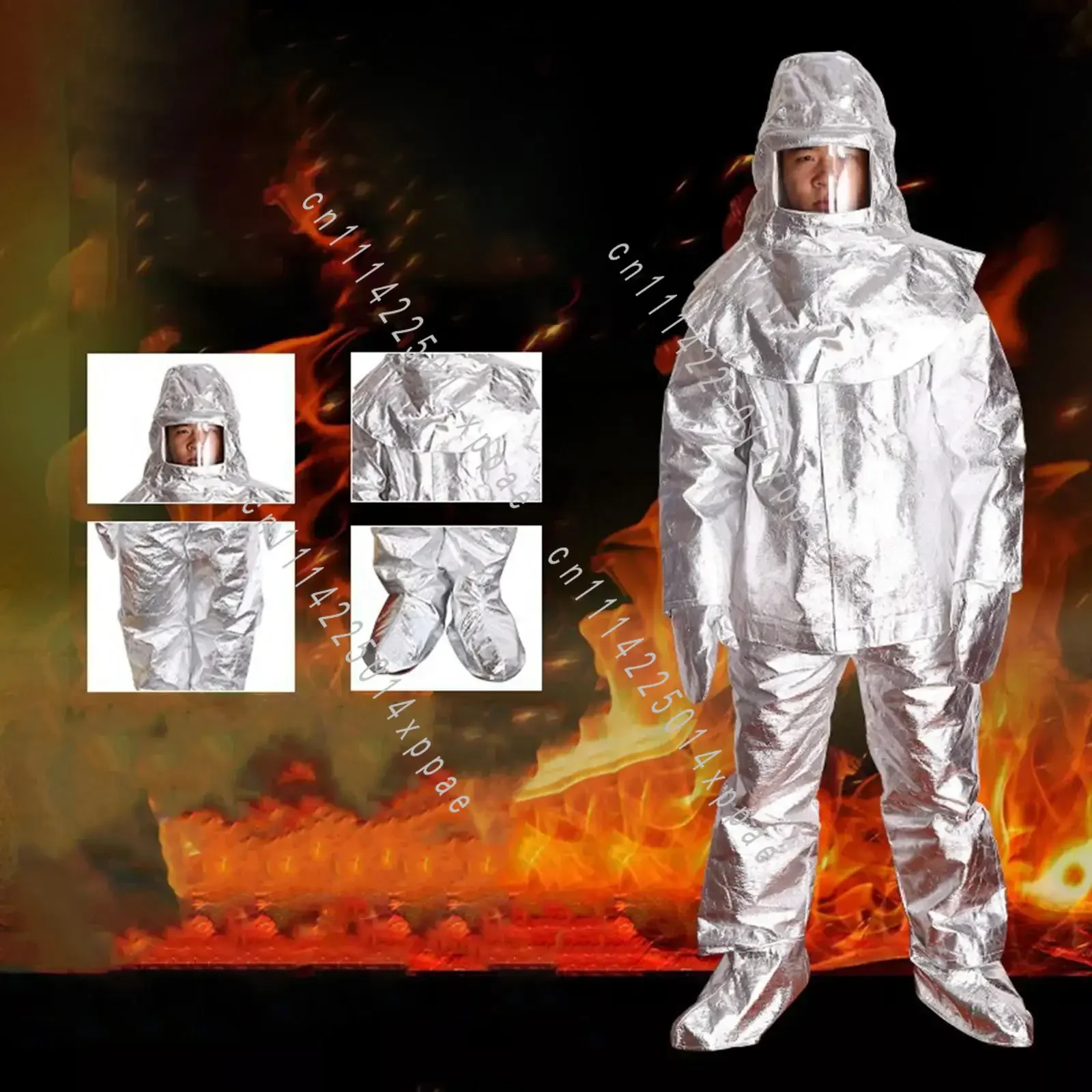 Aluminum Foil Composite Fabric Anti Thermal Radiation Suit Flameproof Aluminium Foil Suit Work Clothes Composite Aluminium Foil