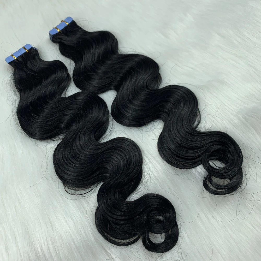 22Inches Wave 100% Human Hair Extensions  Invisible Tape In Remy Hair Extensions 60G