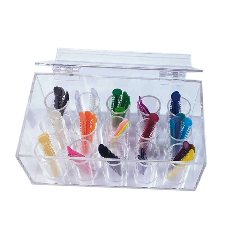 Dental Power Chain Box Clear Acrylic Dispenser Orthodontic Ligature Tie Organizer for Dentist Placer Holder