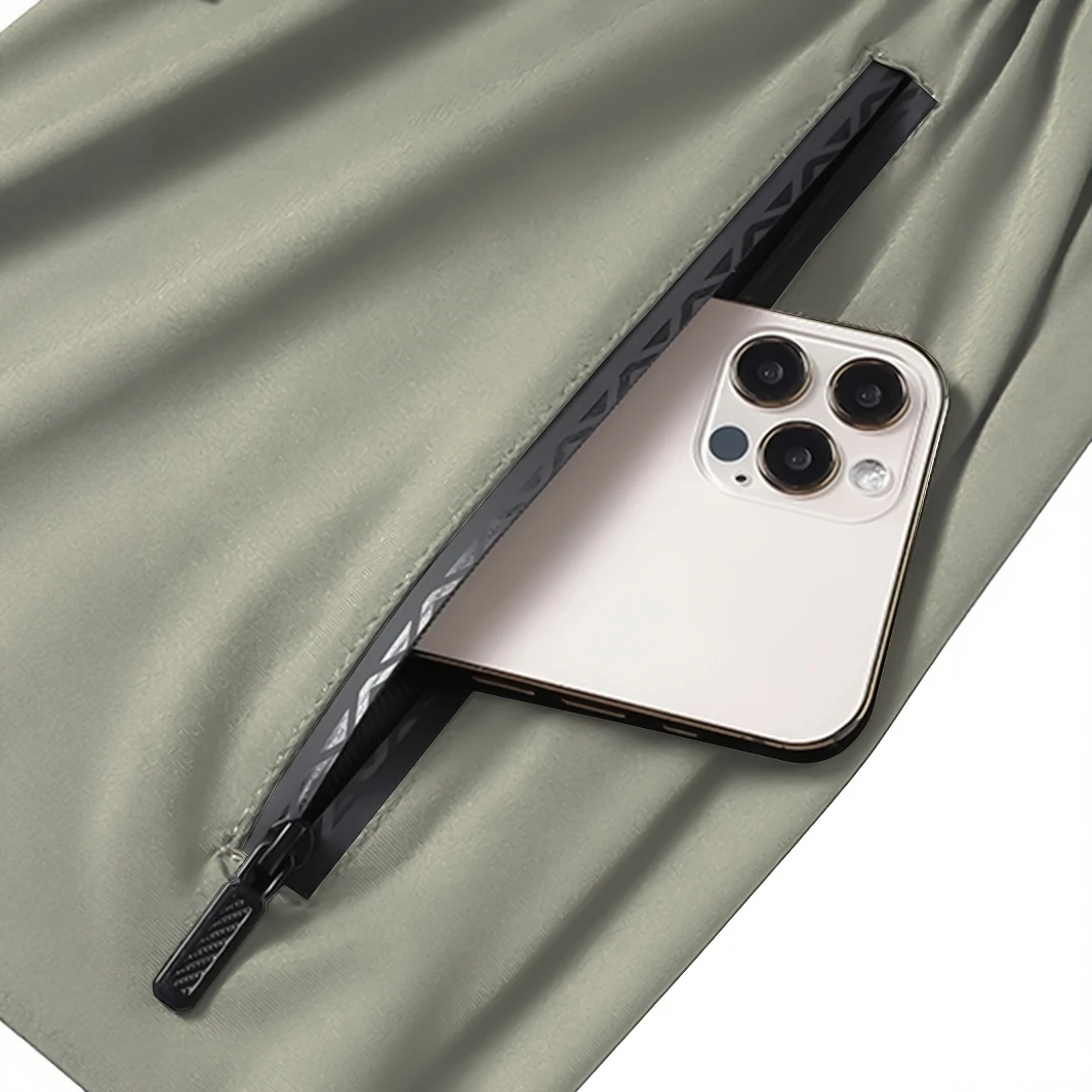 Set of 3 - Men'S Casual Outdoor Sports Capri Pants, Made from High-Elastic Knitted Fabric, Solid Color, Straight-Leg Design, Fea