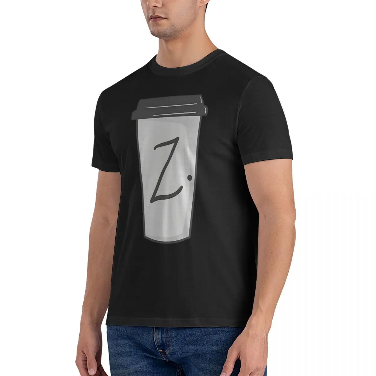 Z Latte Cup Mystery Logo T Shirt Men's Pure Cotton Leisure T-Shirt O Neck Twin Peaks Tee Shirt Short Sleeve Tops Printed