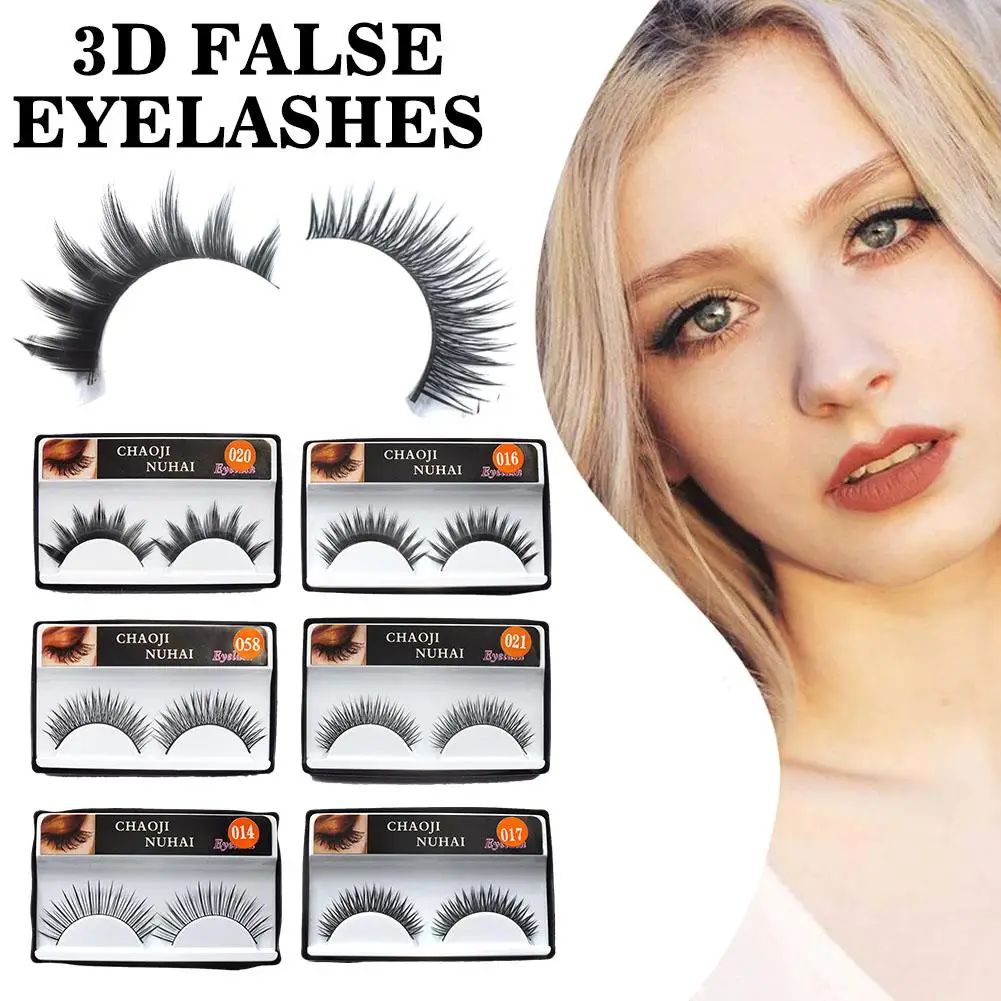 1pair 3d False Eyelashes Natural Long 3d Mink Lashes Makeup Eyelash Short Handmade Girls Lashes Fake Soft Tool Extension Fa G9h3