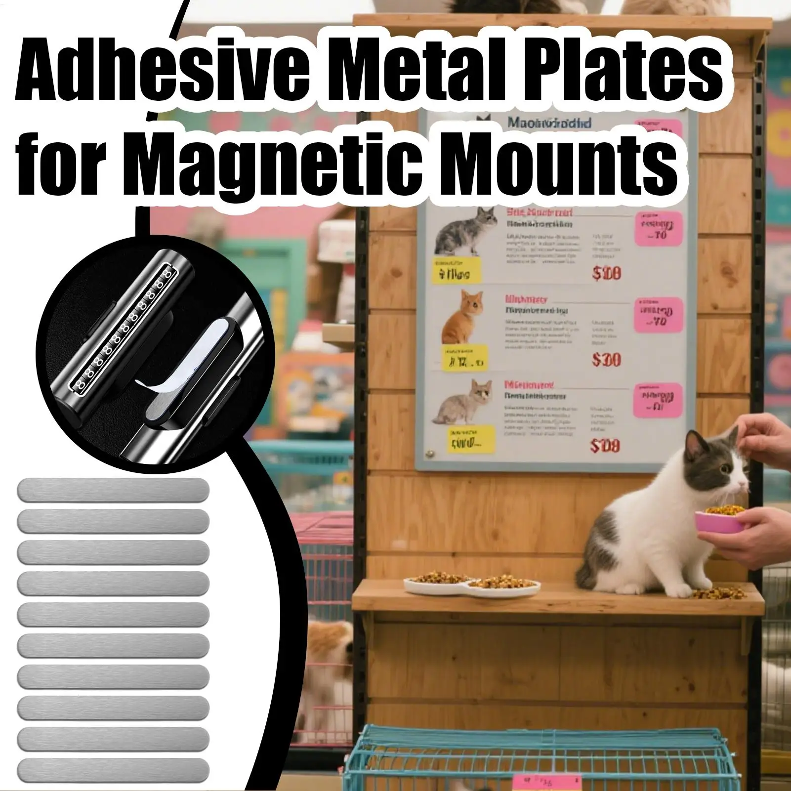 10pcs Metal Strips for Magnets Phone Case Steel Plates Self-Adhesive Metal Strips for Phone Case Vehicle Craft Room Fridge