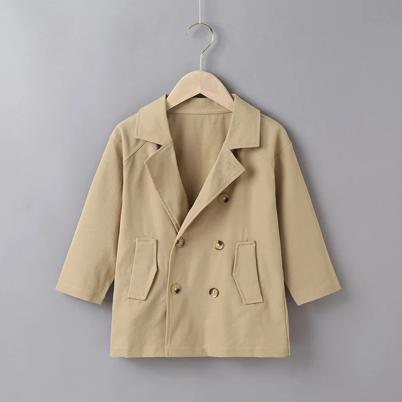 

Boys Coat Jacket Cotton Outerwear Overcoat 2023 Khaki Spring Autumn High Quality Children's Warm Clothing