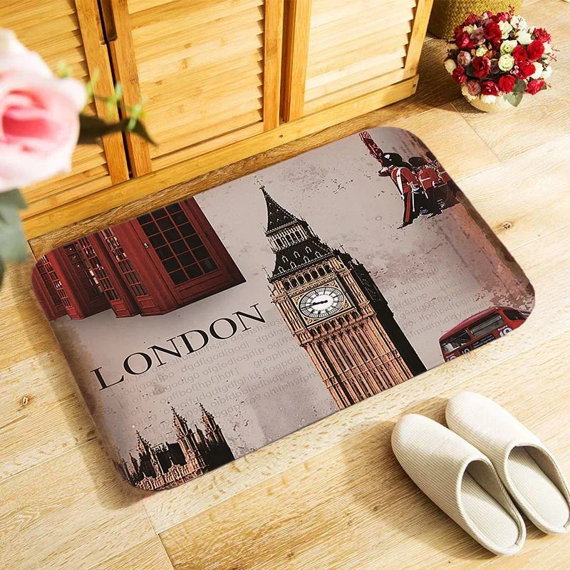 Vintage London call box 40x60cm outdoor entrance doormat small area rug for bedroom kitchen hallway doormat anti-slip door mat