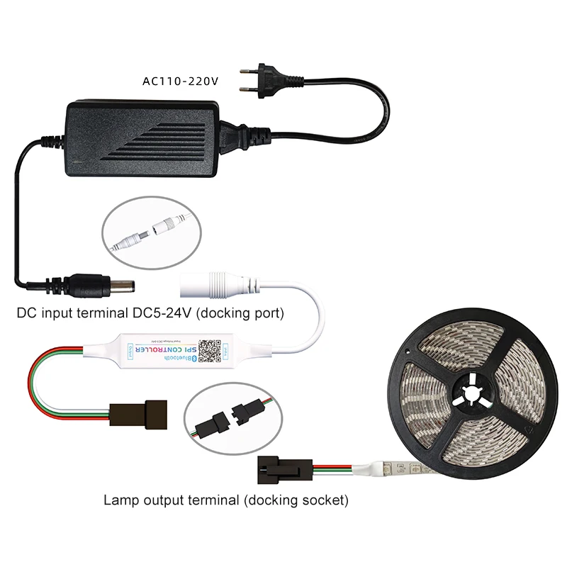 LED Tape Bluetooth USB LED Strip Light 5050 SMD DC5-24V USB RGB Lights Smart Life App Controlled SPl mini controller
