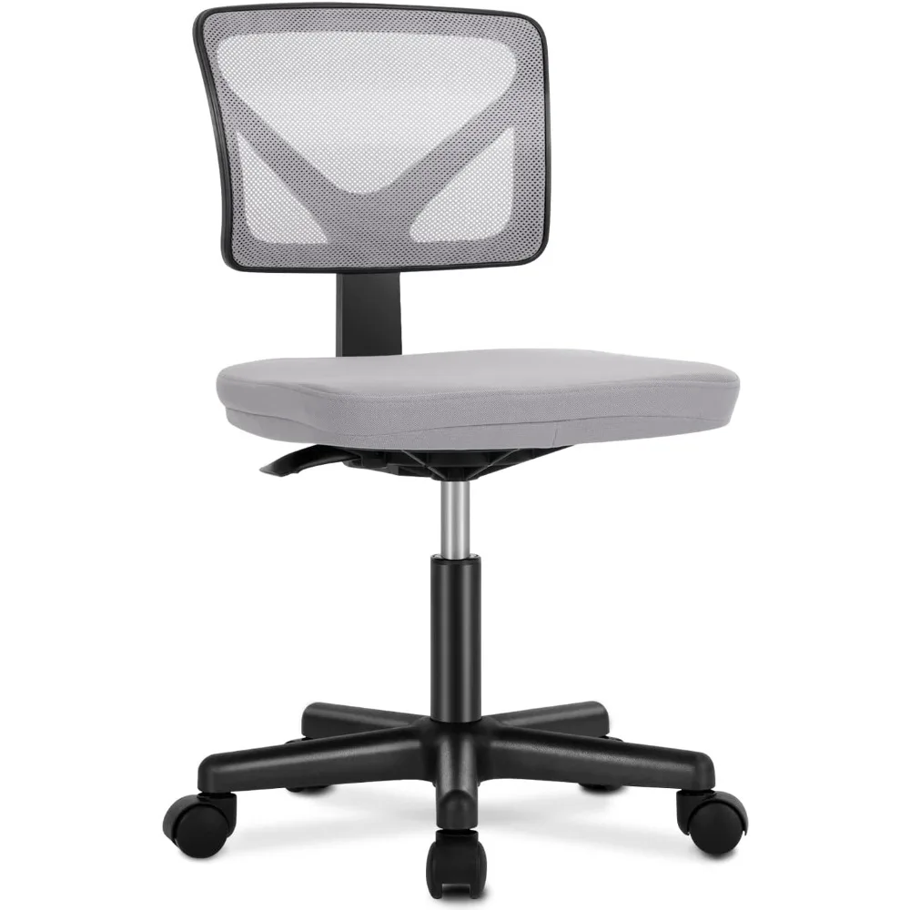 

Armless Desk Wheels Cute Home Office Chairs, Ergonomic Adjustable Swivel Rolling Task, Comfy Mesh Mid Back Computer