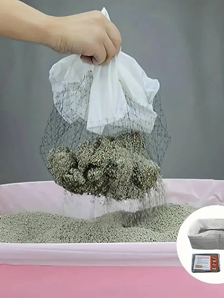 Filtre à feuilles réutilisable 10 pièces, filet filtrant mains libres pour excréments de chats pour doublures de bac à litière hygiénique pour animaux de compagnie
