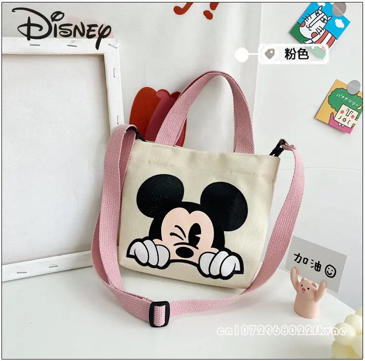 Disney Mickey Children's Crossbody Bag Fashion Cartoon Women's Handbag Large Capacity Storage Bag Casual Canvas Zero Wallet