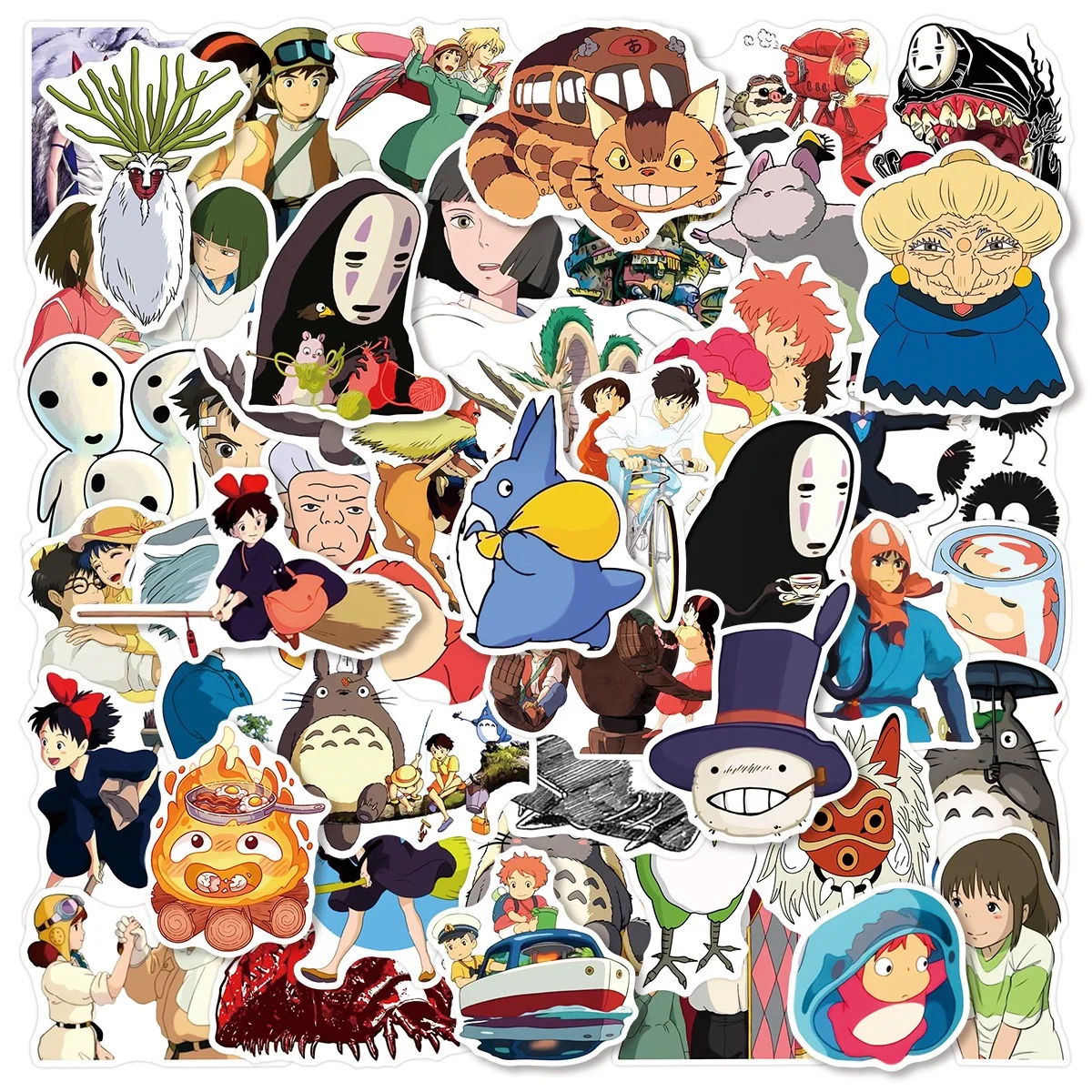50 Stück Hayao Miyazaki Anime-Aufkleber Graffiti-Sticker für Laptop, Handy, Wasserflasche, Gepäck, Notizbuch, Wasserfeste Aufkleber