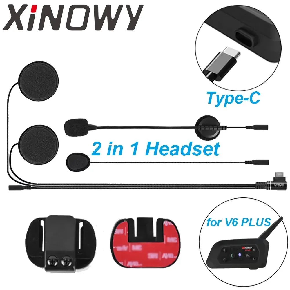 Auriculares para Xinewy Teleheer V6 PLUS 2 en 1 + base de gancho de montaje para casco de motocicleta Bluetooth intercomunicador