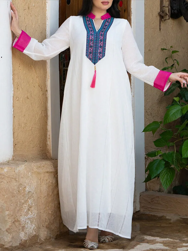 Eid mubarak djellaba borla jalabiya mulher muçulmana vestidos ramadan dubai abaya turquia kaftan islam roupas femme robe vestidos