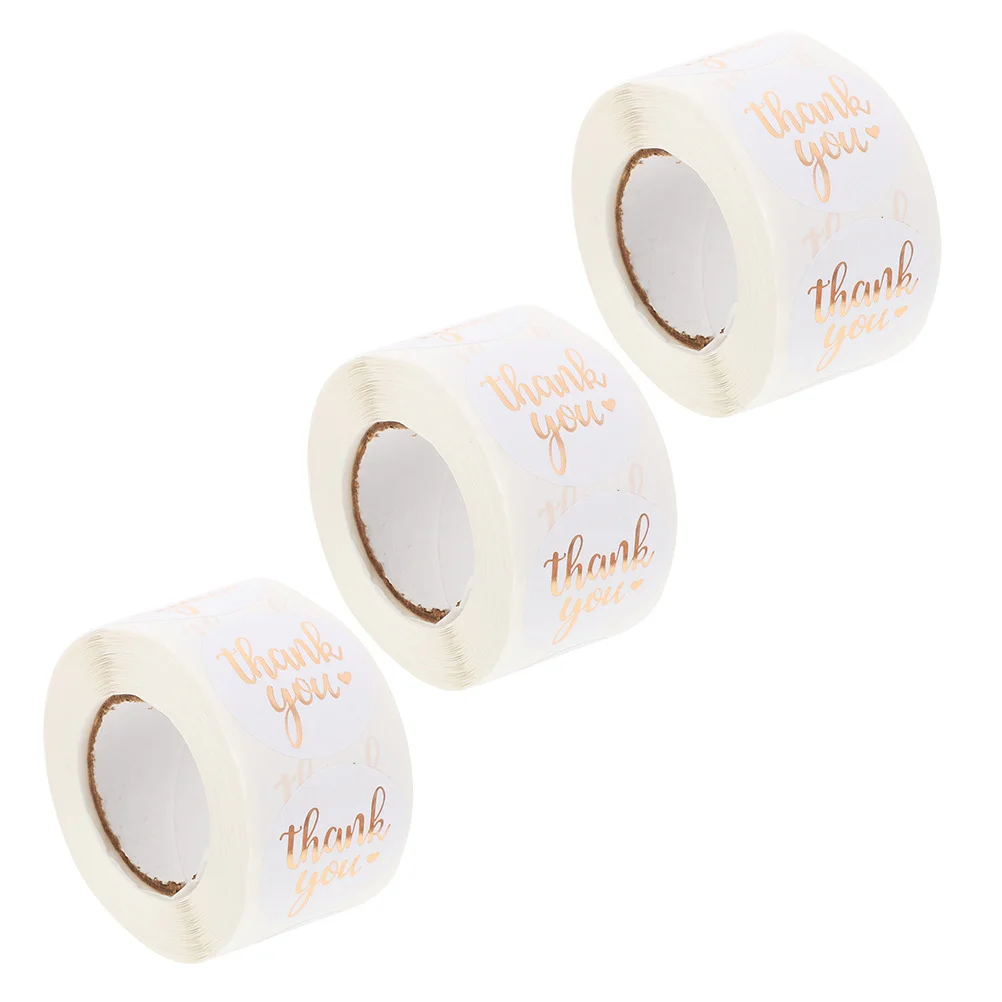 3 قطعة 3 لفات رقائق الذهب شكرا لك ملصقات لاصقة شنطة هدايا تسميات لحفل الزفاف لصالح التعبئة والتغليف علامات التبويب ملصق مزخرفة