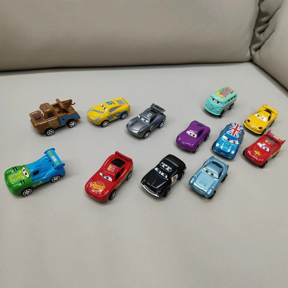 12pcs/Set Hot Sale Pixar Cars Lightning Mcqueen Jackson Storm Mater Pvc Model Back-Force Car Toy For Kids Birthday Gift Set