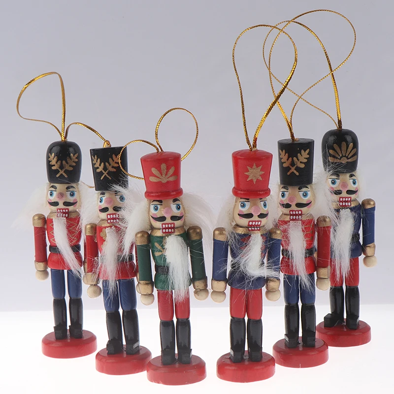 1Pcs 10cm Wooden Nutcracker Soldier Christmas Decoration Pendants Ornaments Toys