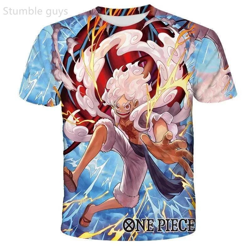 Unisex One Piece Anime T-Shirt Summer Casual Luffy Short Sleeve Tops Breathable Jersey Quick-drying Streetwear Daily