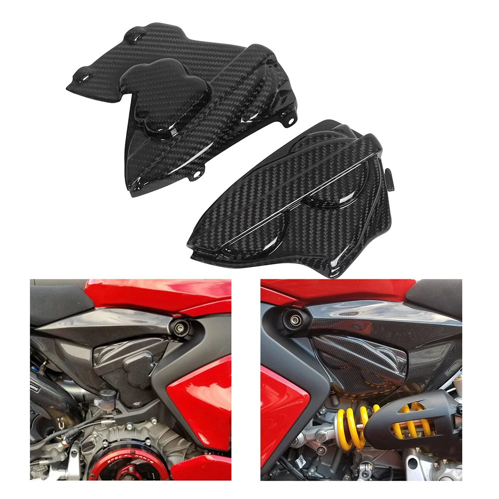MOTO4U For Ducati Panigale V2 V4 899/959 2014 2015 2016 2017 100% Carbon Fiber Motorcycle Engine Cam Hood Covers Bonnet 2PCS