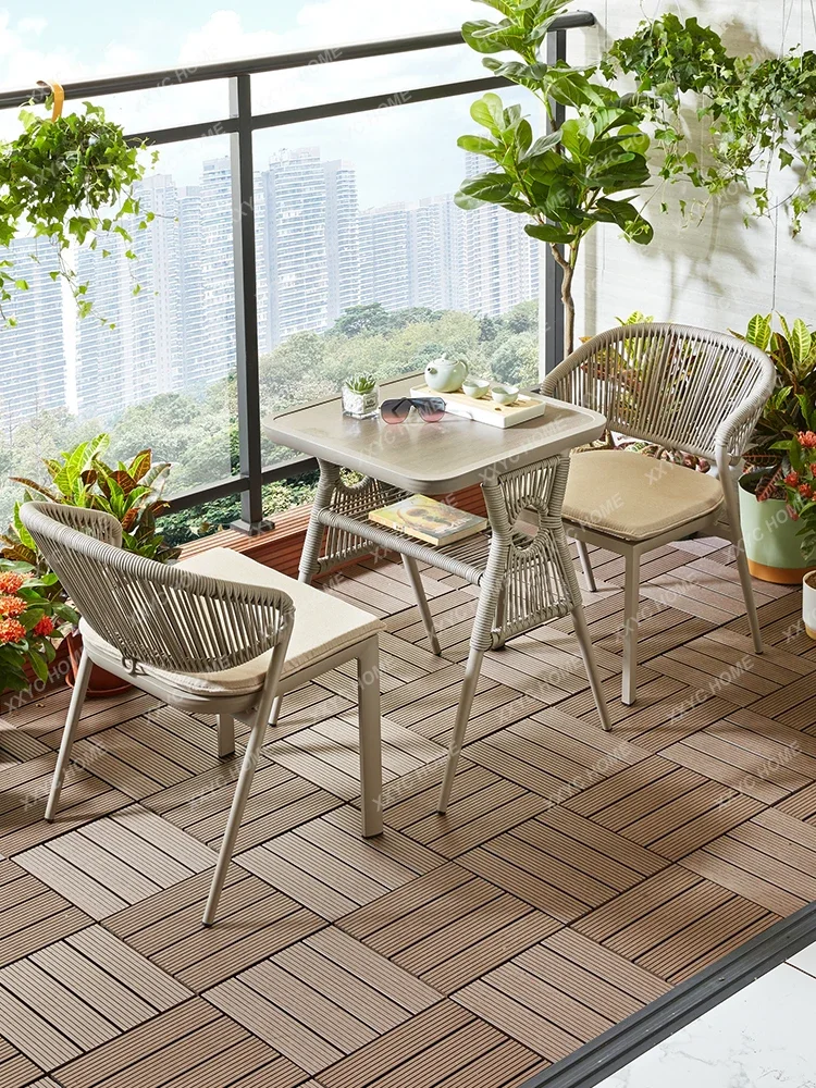 

Balcony Mini Table and Chair Three-Piece Leisure Light Luxury Internet Celebrity Outdoor Outdoor Aluminum Alloy