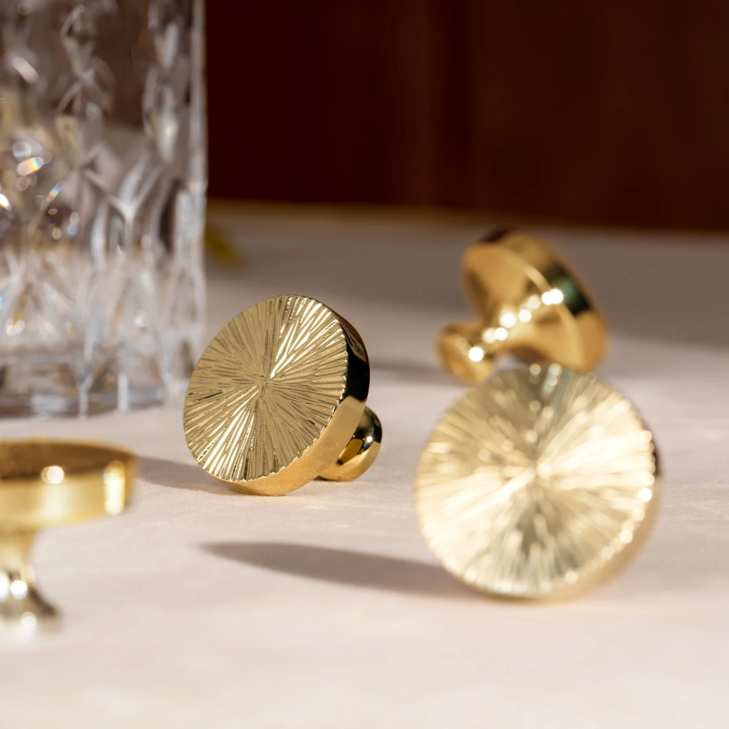SAILANKA Solid Brass Modern Minimalist Furniture Handle  Zirconium Gold-Plated Cabinet Door Knob  Single-Hole Design  Round Knob