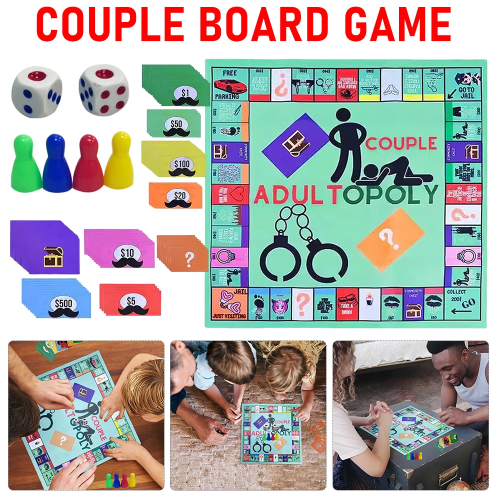 Adultopoly Board Game Couple Board Game Funny Date Night Couple Game Interactive Portable Couple Game for Boyfriend Girlfriend