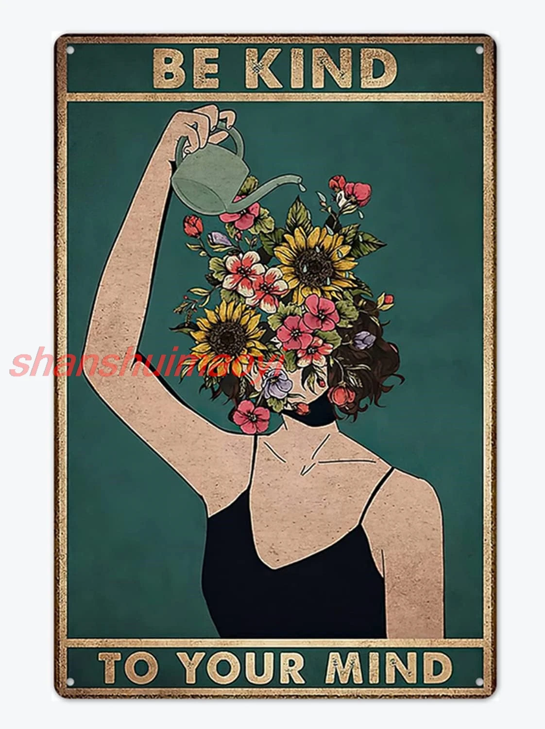 shan to Your Mind Vintage Tin Signs Hippie Boho Wall Art Encouragement Gifts for Women Home Office Bedroom Living Room Ca 1pc