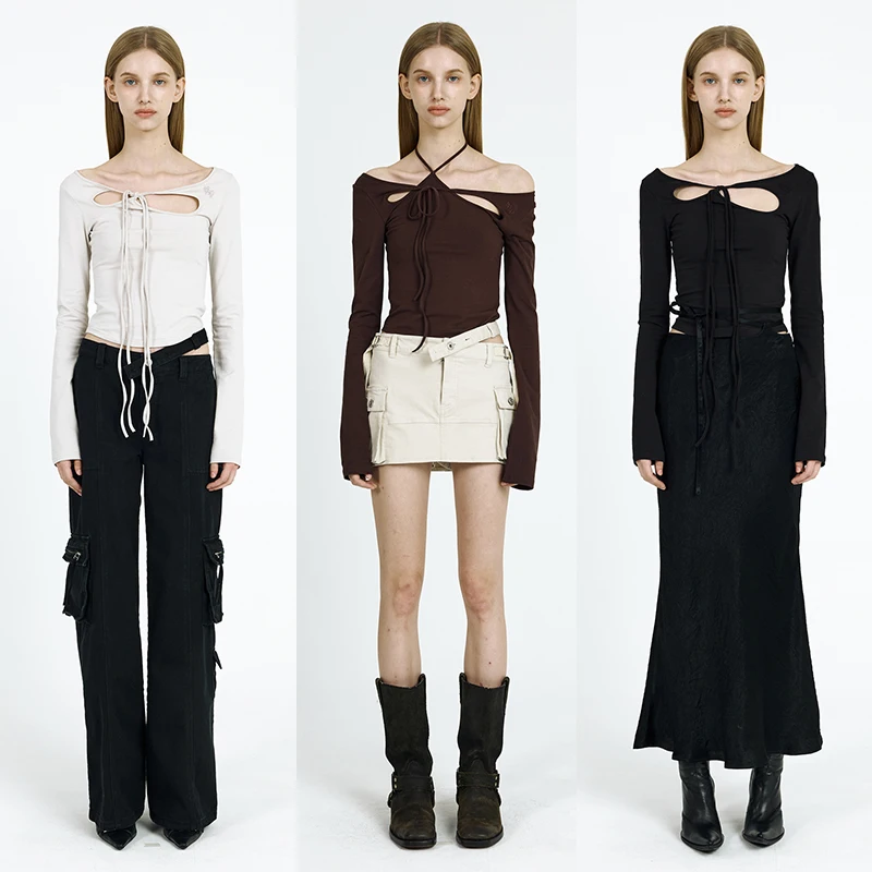 

Сексуальный топ с поясом и длинным свеком на одно плечо, сетчатая сетка в стиле ретро для девочек, облегающий топ с поясом для молодых женщин, для поездок на работу, слэ