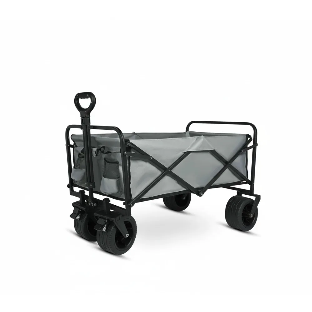 

Foldable Wagon Cart 300lbs Capacity All Terrain Wheels Portable Utility Trolley for Outdoor Camping Gardening Shopping