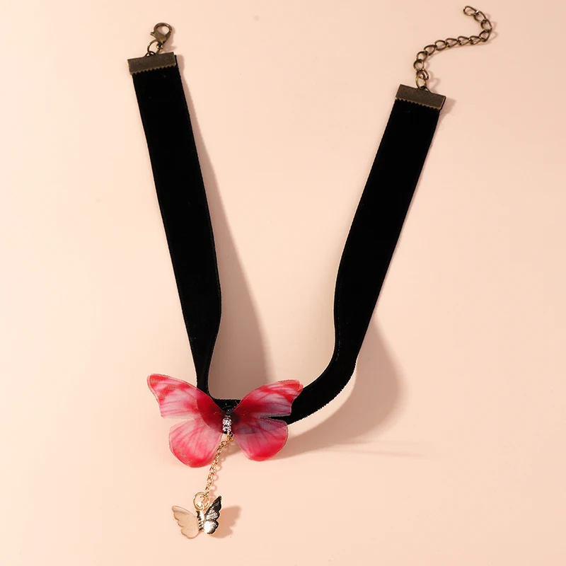 Aihua Heißer Verkauf Nettes Mädchen Schwarz Samt Spitze Schmetterling Blume Choker Halskette Sexy Loli JK Student Schlüsselbein Hals Kette Schmuck – Detail 36