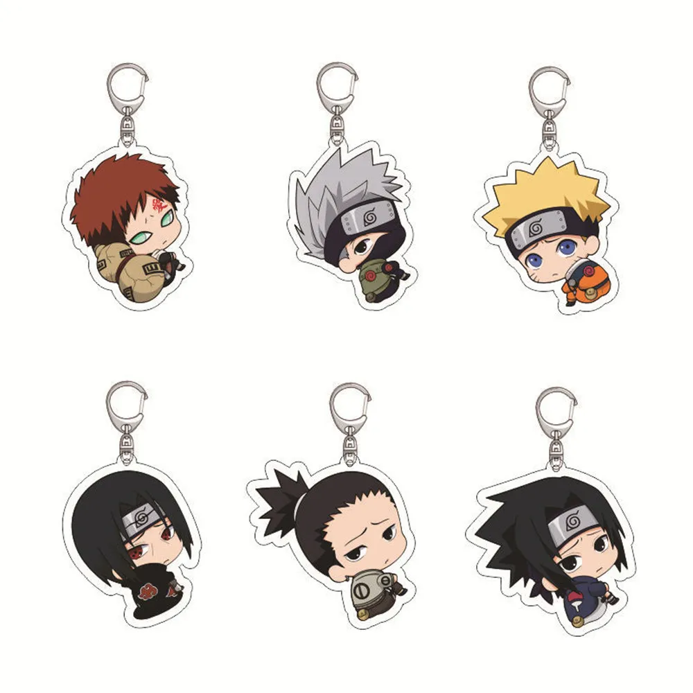 Anime Acrylic Keychains Uchiha Sasuke Obito Uzumaki Gaara Hatake Kakashi Pendants Women Jewelry Gift Figures Toys