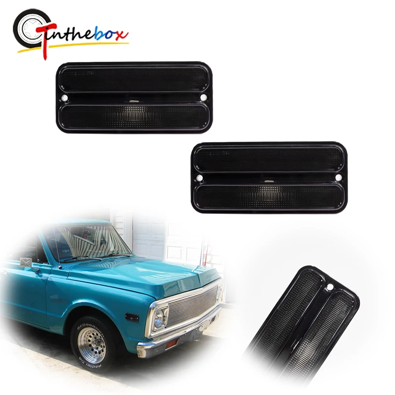 

Gtinthebox Car Front / Rear Fender Side Marker Light Cover Housings Kit For 1968-1972 Chevy & GMC Pickup Trucks, No Bulb/ Socket