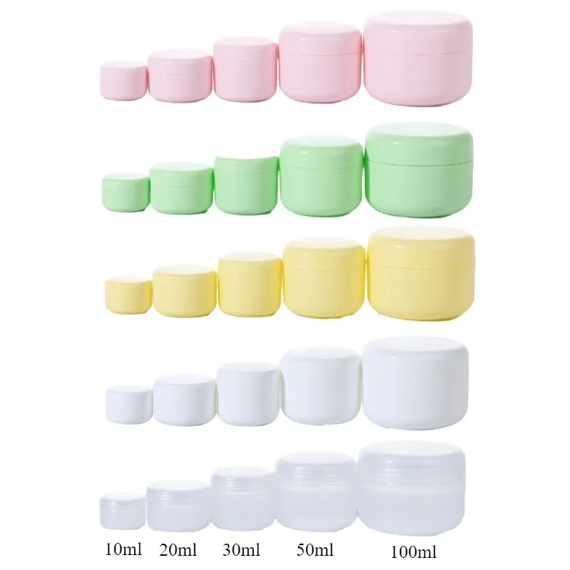 5 Colors Plastic Cosmetic Jars 30/50pcs Empty Refillable Travel Container for Face Cream Lotion Lip Scrub 10g 30g 50g 100g