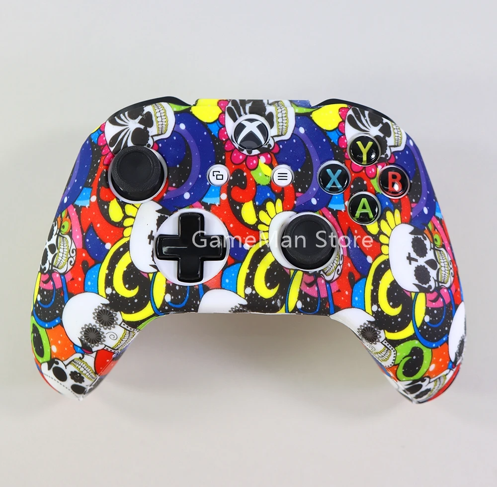 10 pçs para xbox um s controlador protetor de transferência de água impressão camuflagem capa apertos tampas silicone capa protetora da pele