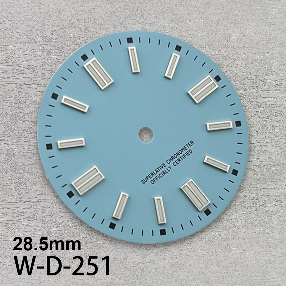 Esfera mate con logotipo S de 28,5mm compatible con movimiento japonés NH35/NH36/4R/7S, accesorios de modificación de reloj luminosos verdes de alta calidad 3/3,8