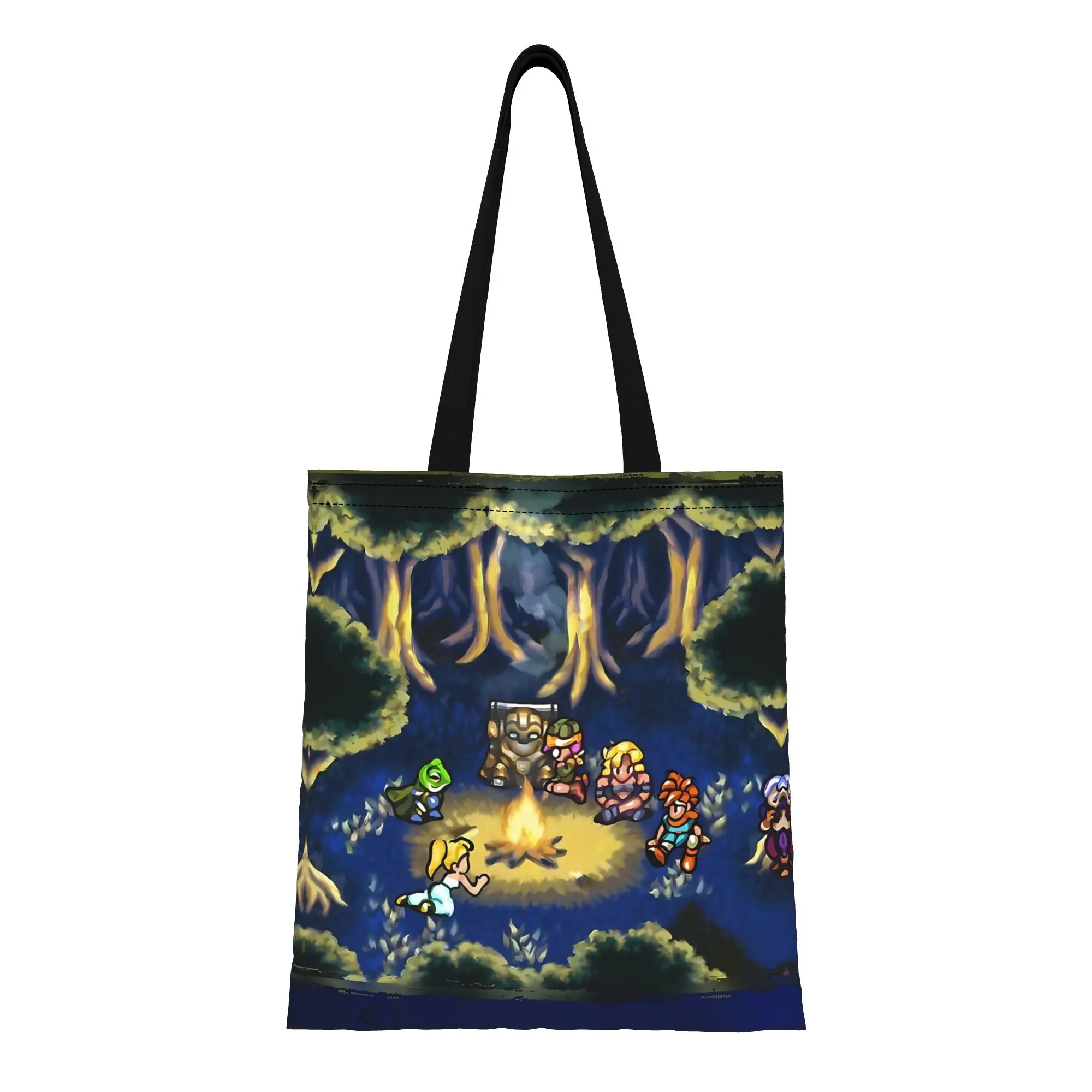 

C-Chrono Trigger Camping Scene Canvas Woman Tote Bag for Shopping Travel Outdoor Heavy Duty Shoulder Handbag