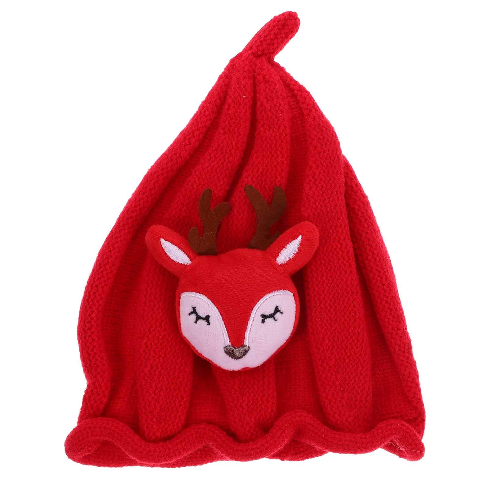 

1Pcs Santa Hat Cozy Comfortable Hat Red Knitted Headpiece Perfect for Christmas Day Handmade Hats Hair Accessories