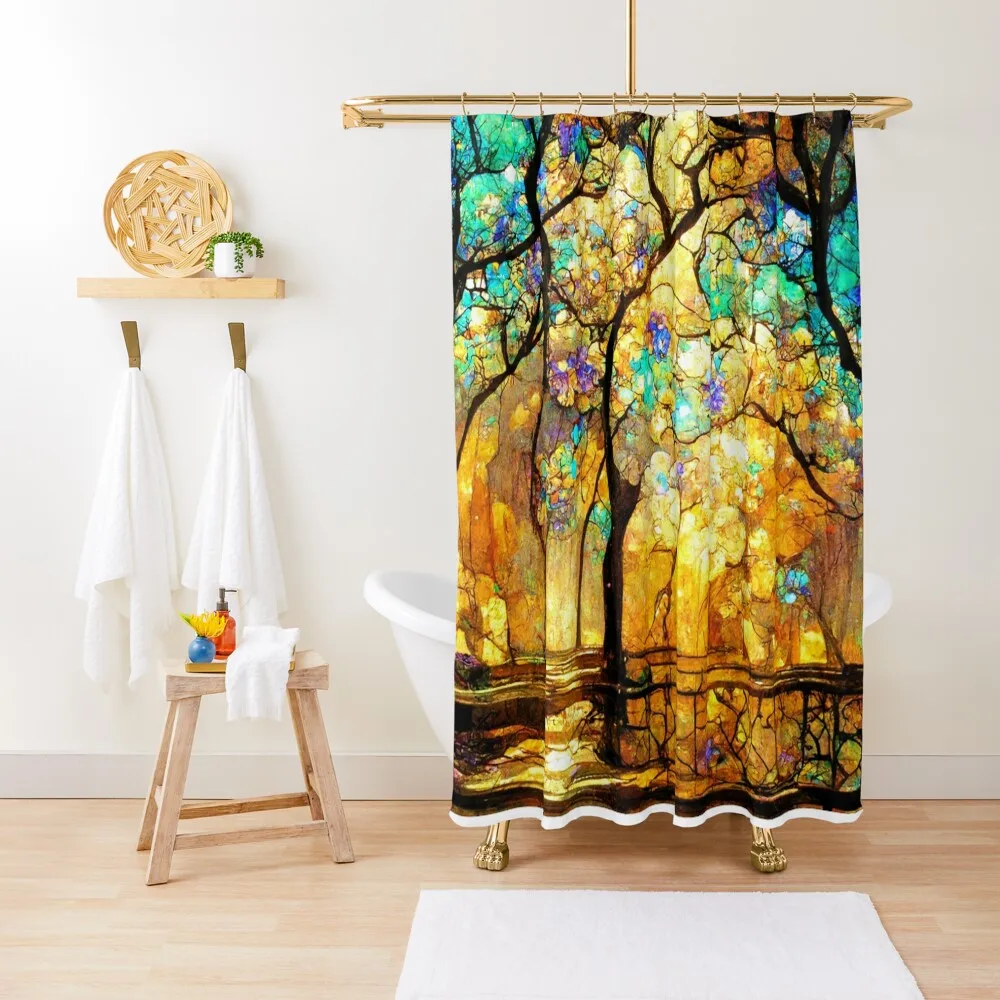 

Glass Forest 4 Shower Curtain Shower Bath Bathtub Waterproof Bath And Anti-Mold Transparent Bathroom Shower Curtain