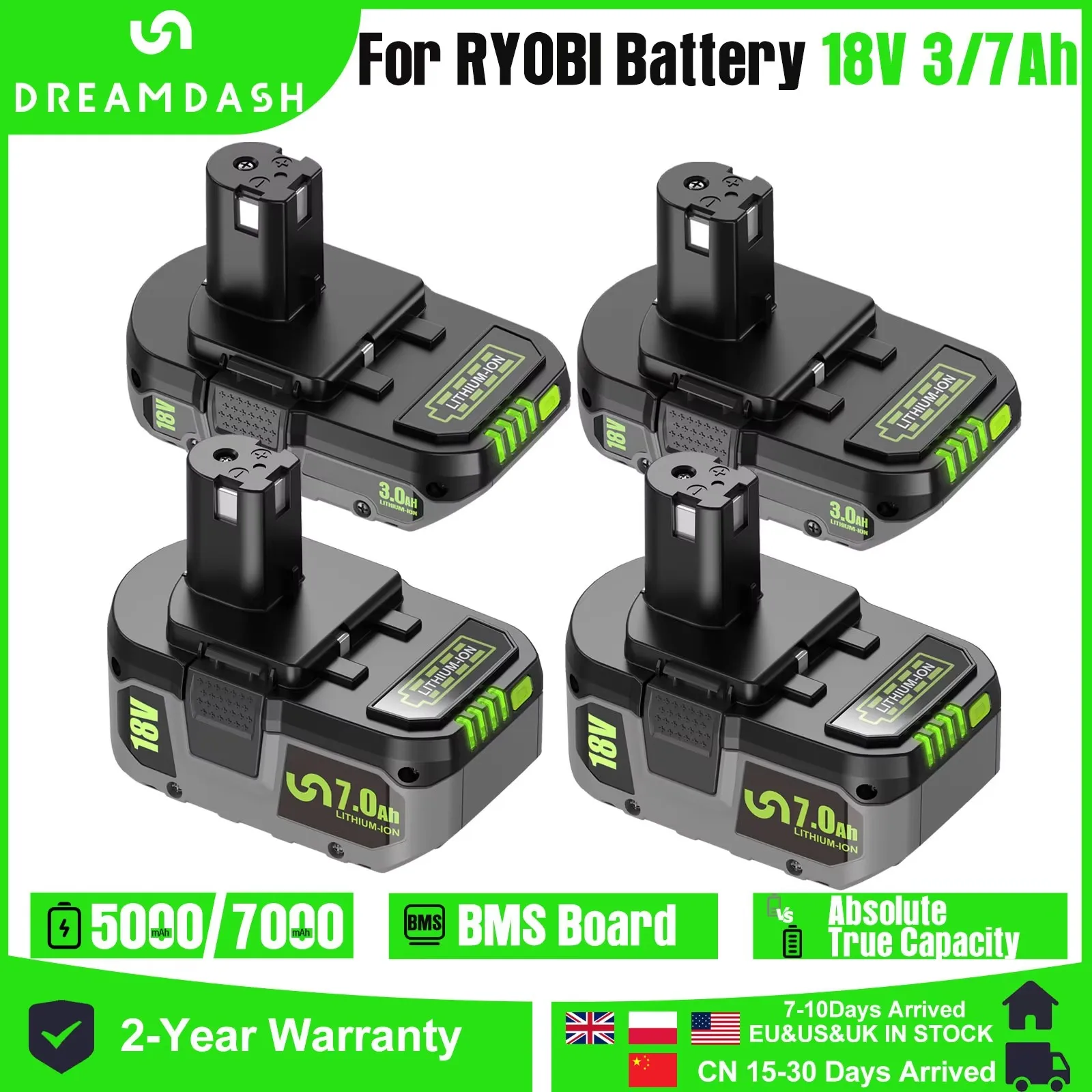 

3/7 Ач для RYOBI P108 18 В литий-ионный аккумулятор Ryobi P108 P107 P105 P104 P103 P102 18 В замена аккумуляторного инструмента