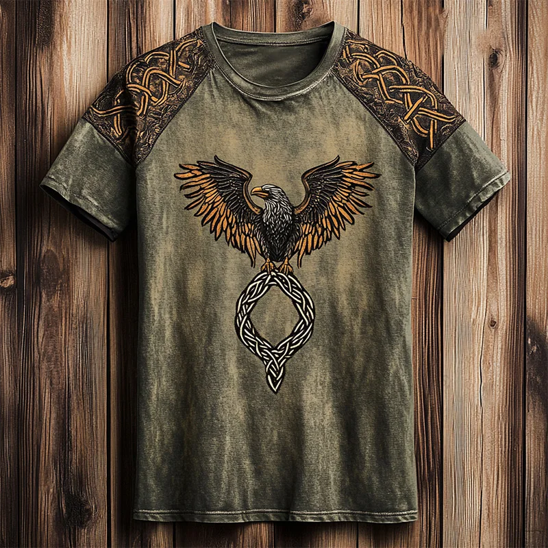 2026 New Vintage Tribal-Inspired 3D Print T-Shirt Mens Fashion Crew Neck T-Shirt Outdoor Streetwear Oversized Short-Sleeve Shirt