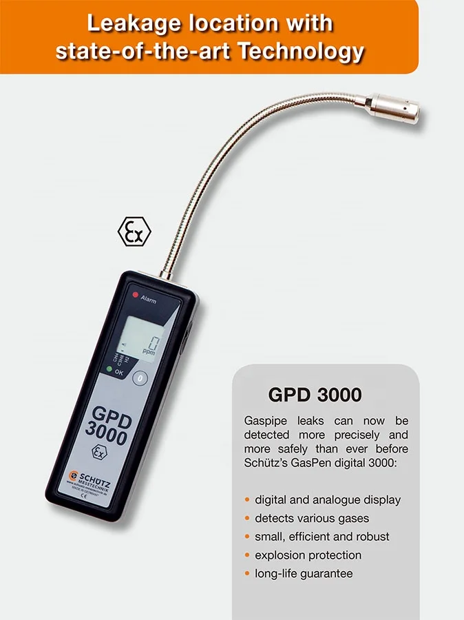 GPD300-Sniffing Display a LED Allarme acustico visibile Metano Idrogeno Propano CH4/H2/C3H8 Rilevatore di fughe multigas portatile