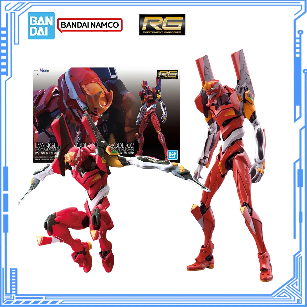 

Bandai Genuine Evangelion Model Kit Anime Figure RG 1/144 Evangelion Production Model-02 Action Figure Joints Movable Model Toys