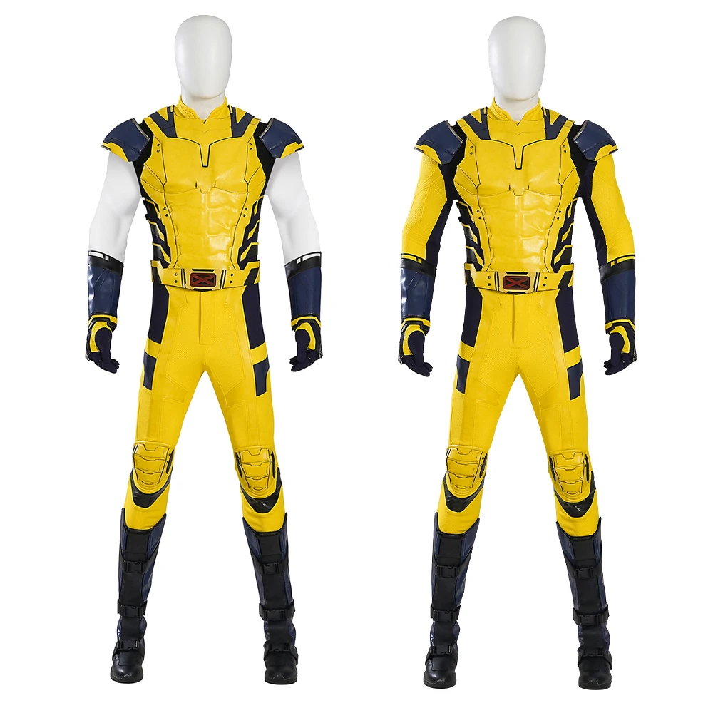 

Halloween New Wolverine 3 Adult Men SuitCosplay Costume Yellow Jumpsuit And Claws Helmets Full Set Bodysuit