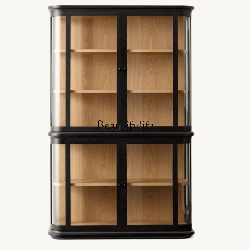 

American solid wood living room storage bookcase villa club study custom furniture