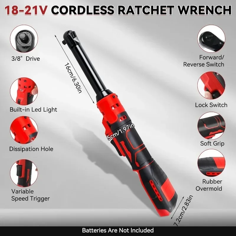VES Electric Ratchet Wrench 3/8" Extended Head Removal Screw Nut Cordless Driver Power Tools For Milwaukee 18V 20V Battery Pin