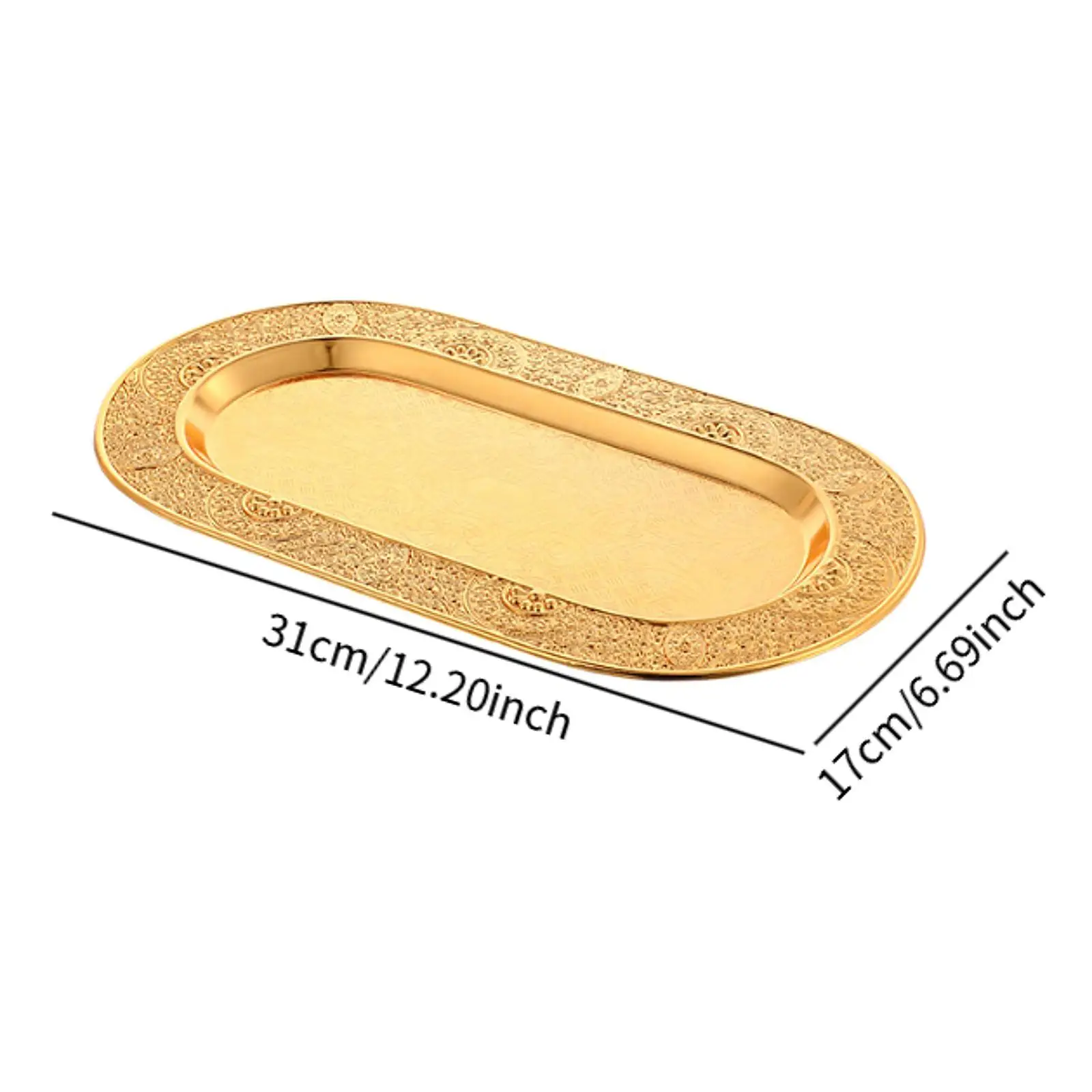 Bandeja Decorativa Dorada, Plato para Pastelería, Bandeja para Frutas, Elegante Bandeja de Vanidad, Bandeja Dorada para Servir, para Oficina, Bar, Fiesta, Panadería, Dulces