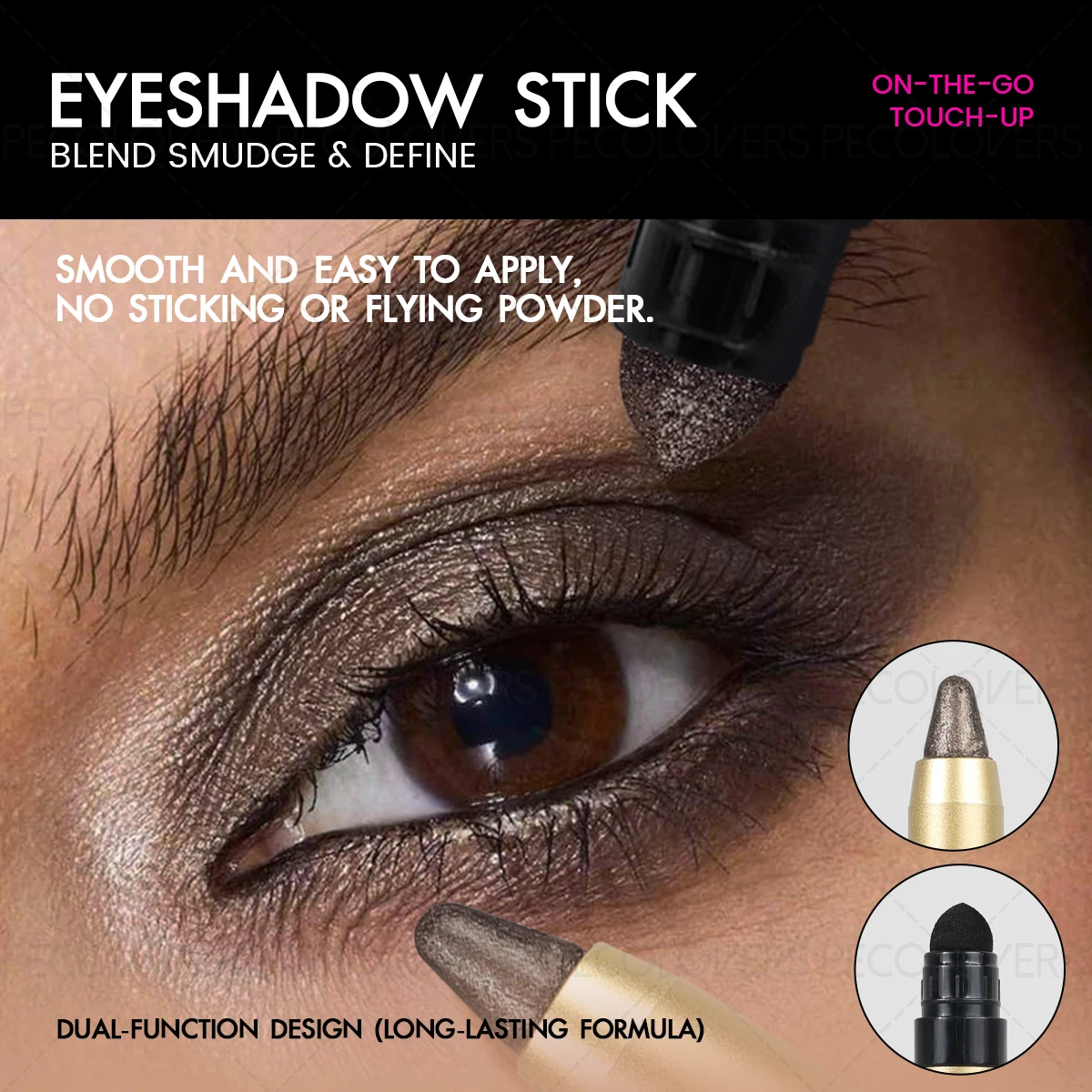 1pc sombra em bastão de alto brilho-brilho perolado e acabamentos foscos, de longa duração, à prova d'água, à prova de manchas, fácil aplicação